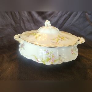 W S George China Radisson Antique Round Vegetable Bowl Pink & Lavendar Flowers